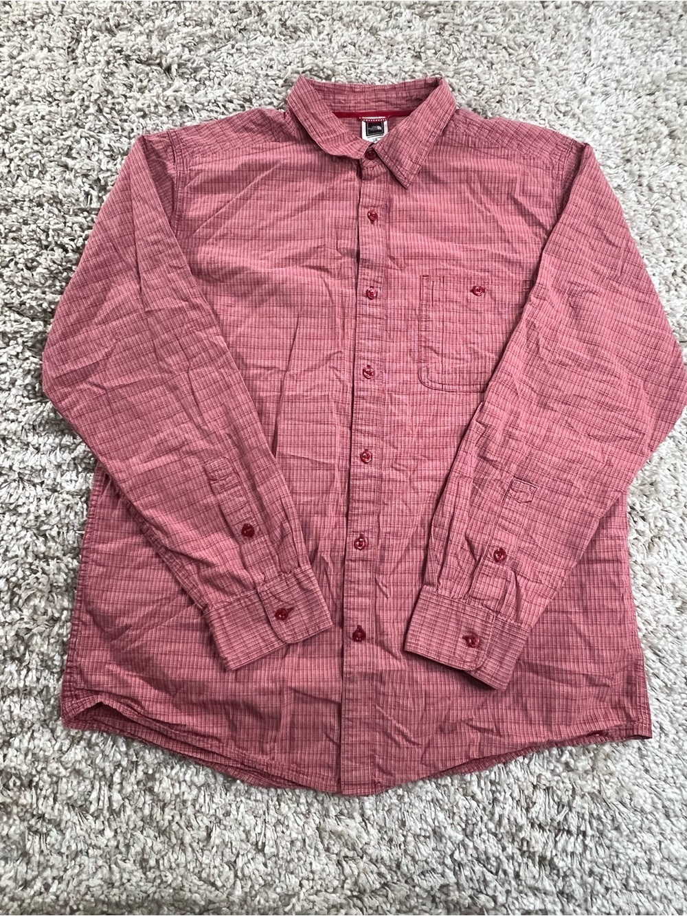 The North Face Men's Red Gingham Long-Sleeve Button-Down Shirt